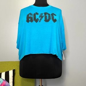 Wst Cst Blue Oversized Retro ACDC Graphic T-Shirt NEW Large